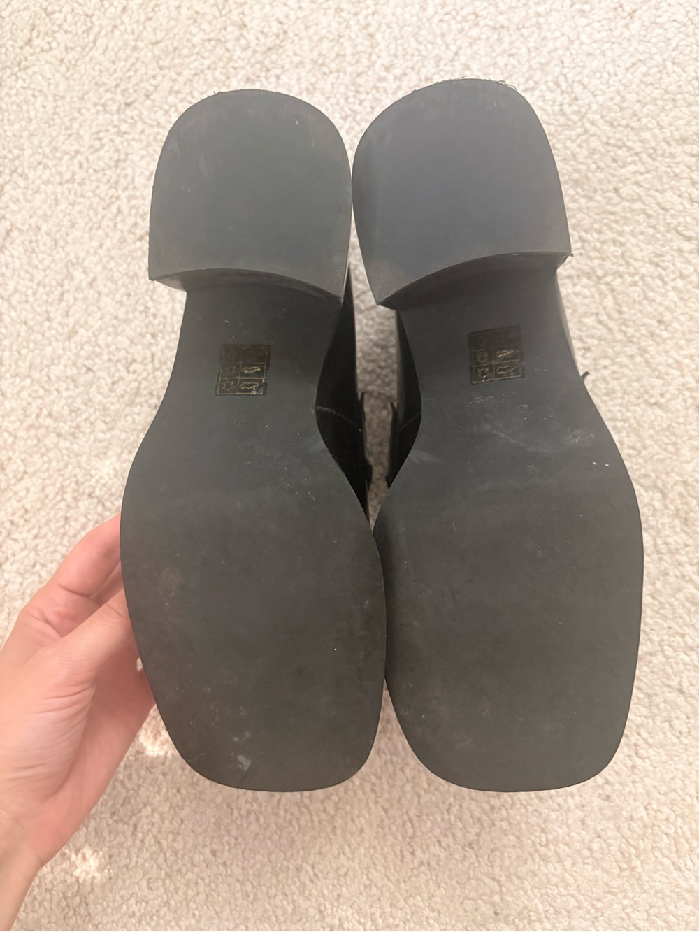 Jeffrey Campbell Black Leather Square-Toe Penny Mules - Picture 7 of 7